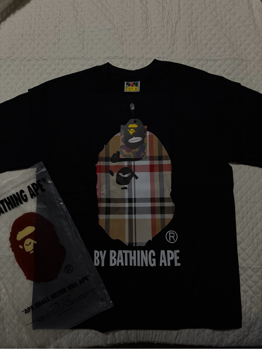 A Bathing Ape X Burberry Ape Head Tee  Black
